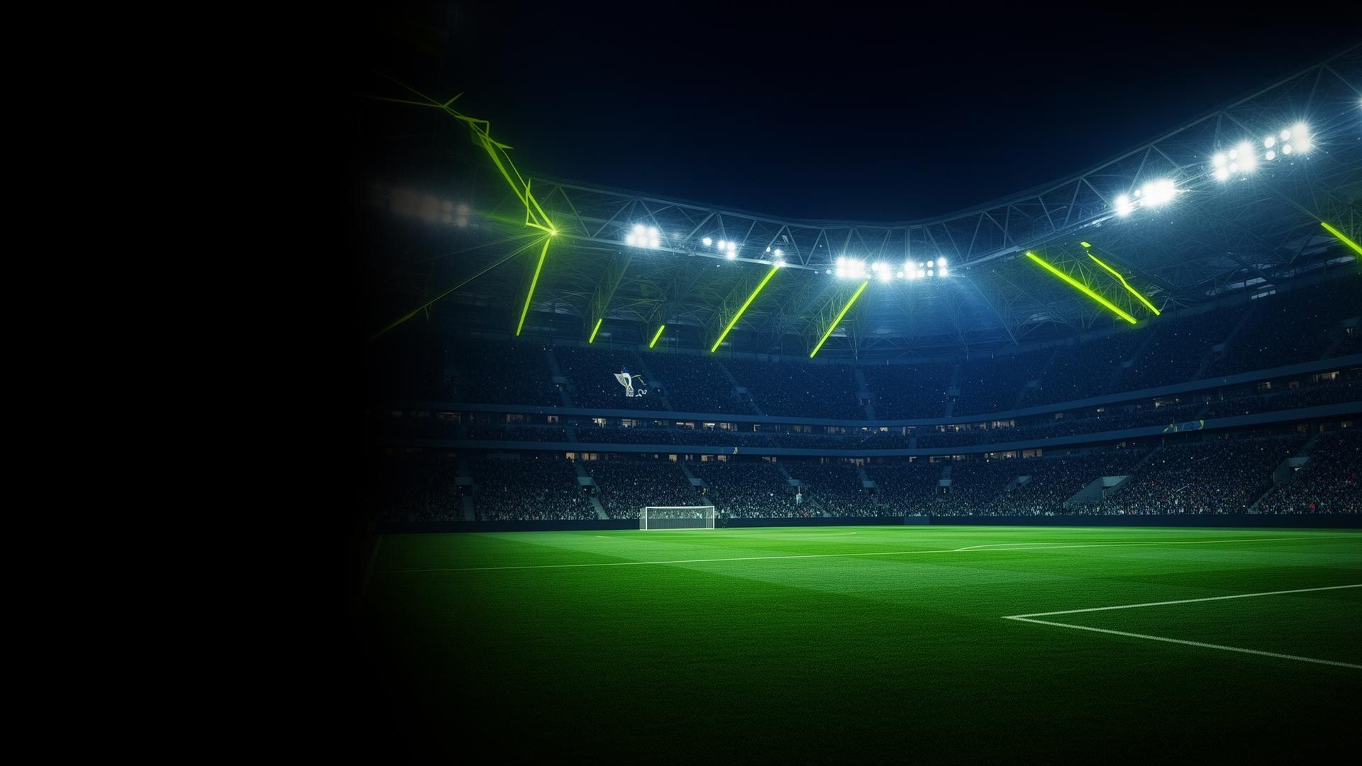 Oświetlony stadion piłkarski nocą